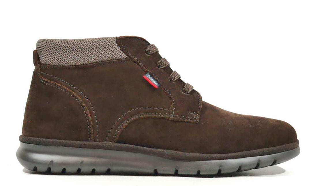 Brown Serraje Booties With Laces For Men