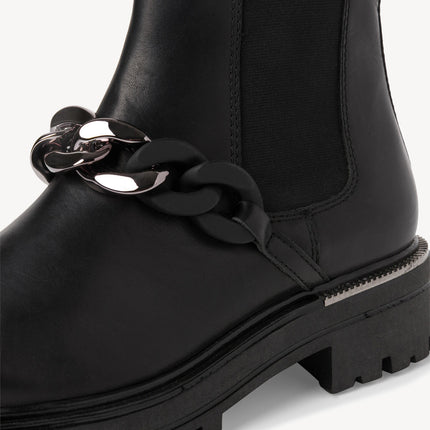 Black Chelsea Booties with chain ornament