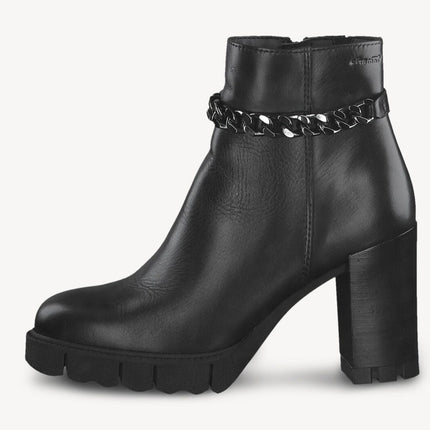 Black Heeled Booties with Women's Chain