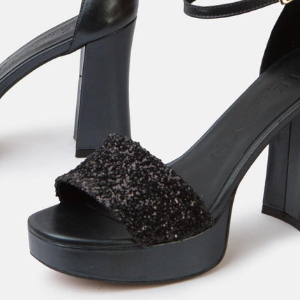 Sandalias de plataforma con pala de glitter para mujer