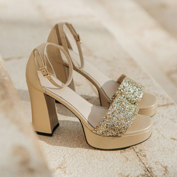 Glitter blade platform sandals for women