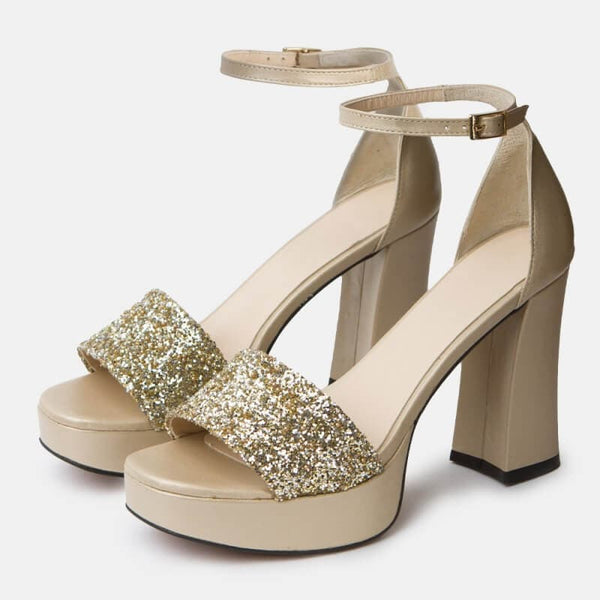Glitter blade platform sandals for women